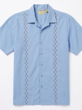 Cubavera Light Blue Short-Sleeve Embroidered Camp Shirt